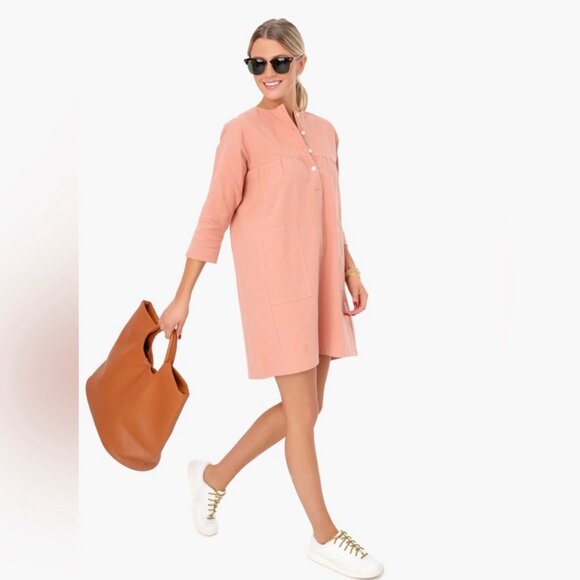 Pomander Place by Tuckernuck Salmon Pink Fallon Dress Linen Blend Size XS - Picture 1 of 6